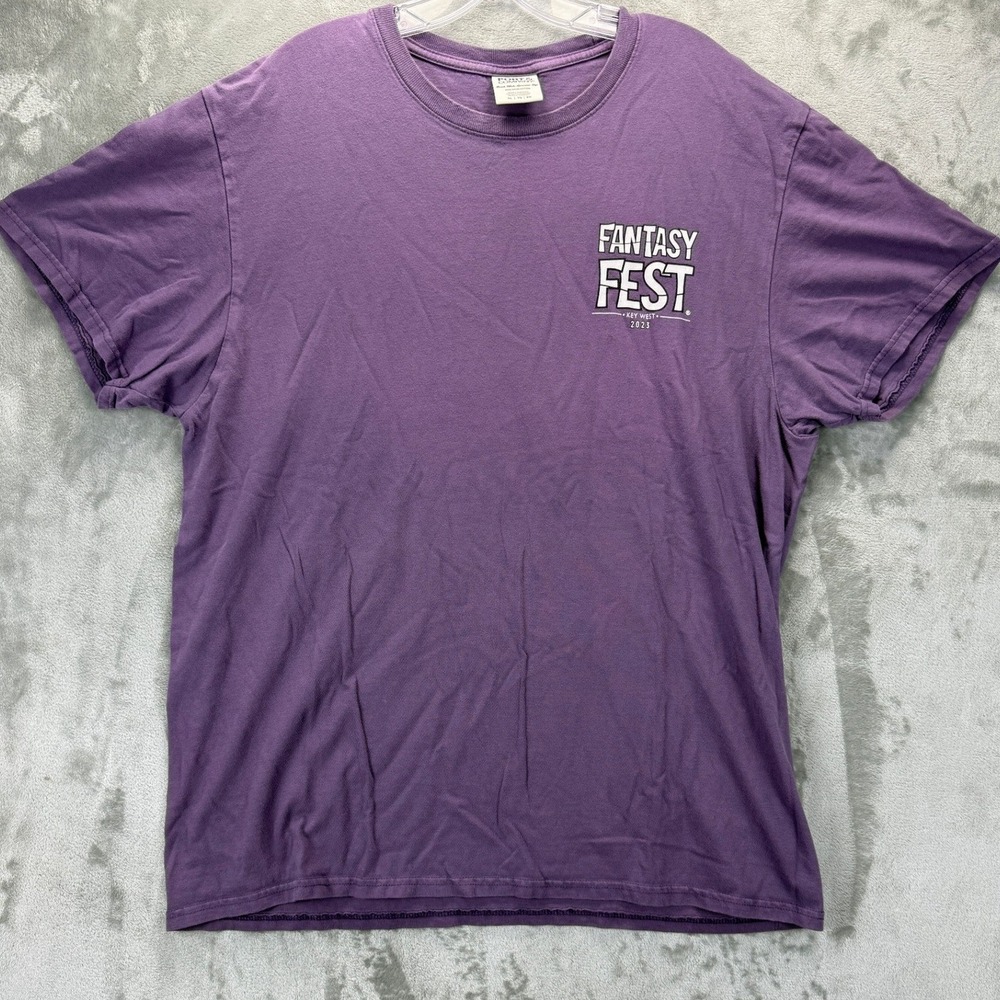 Port &‎ Company Fantasy Fest 2023 Key West Purple Graphic T-Shirt Mens XL